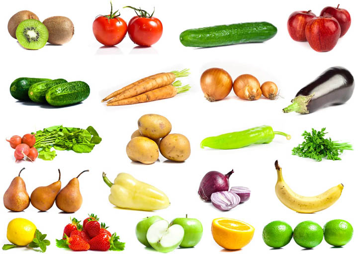 Frutas y verduras para procesamiento.
