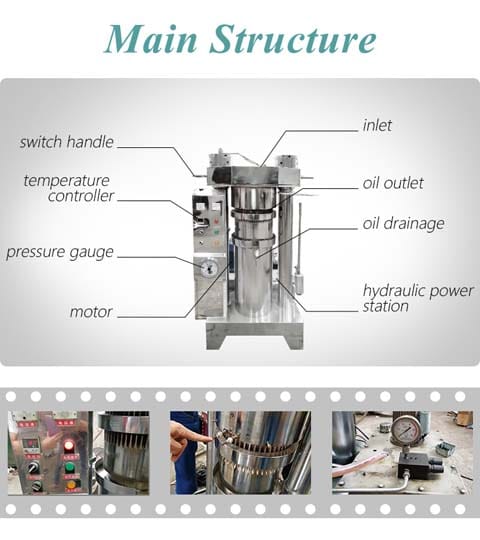 struttura della macchina per la pressatura dell'olio