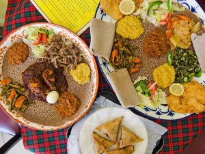 Daily injera dishes in ethiopia