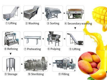 Mango juice pulp production line
